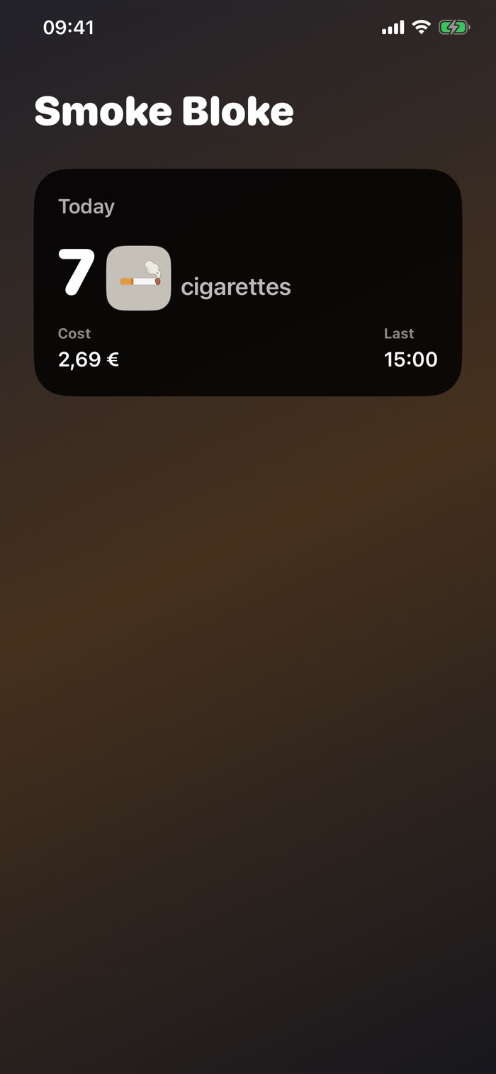Smoke Bloke widget on iPhone